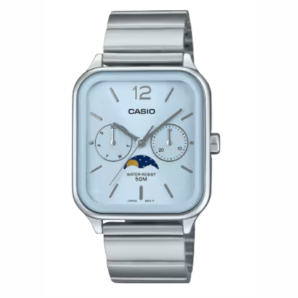  Casio General MTP-M305D-2AVDF Blue Dial MoonPhase Stainless Steel Men's Watch
